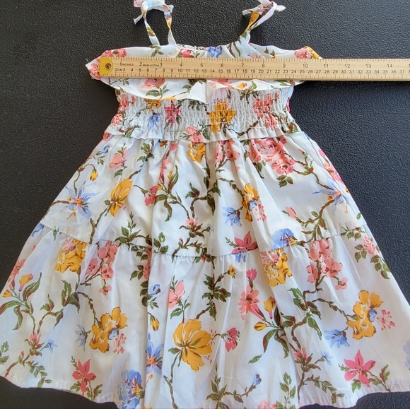 Janie and Jack Flower Dress Cotton Pink Floral Rose Flared Dress Girls 12/18 M - Picture 8 of 10